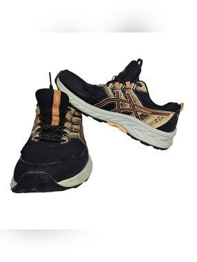 Asics Black with Gold Accent Athletic Running Shoes